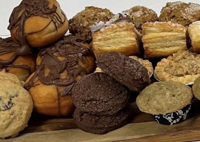Baked goodie platter with muffins cookies