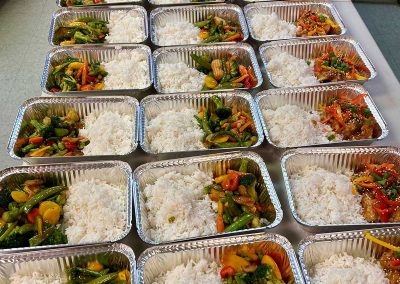 Sweet and Sour Chicken and StirFry Veggies containers ready to go